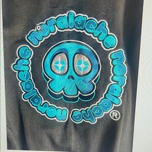 Nordralaache Men’s Black embroider Skull hoodie Blue Logo